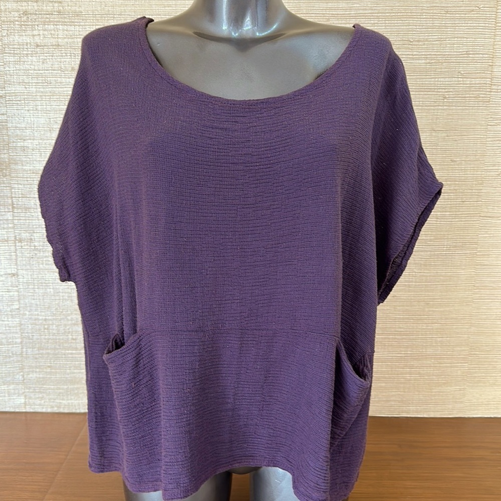 Oversized cotton top in hand dyed eggplant. New with tags from Sundance.